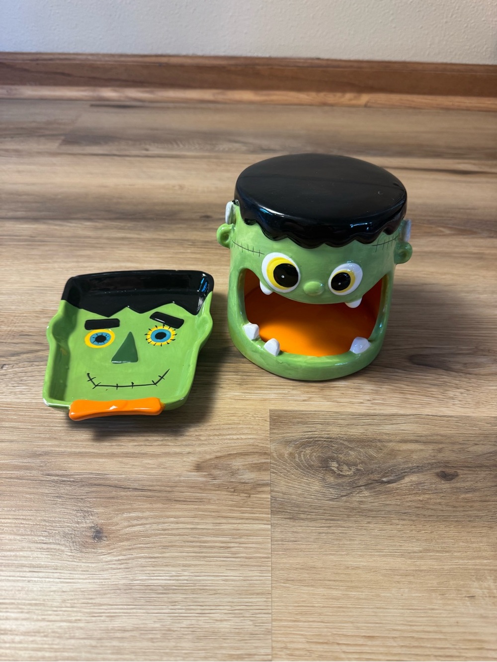 Vintage Ganz Frankenstein Halloween Ceramic Dish & Plate